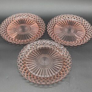 Pink Depression Anchor Hocking Waterford Plates 9 1/2 inches Set of 3